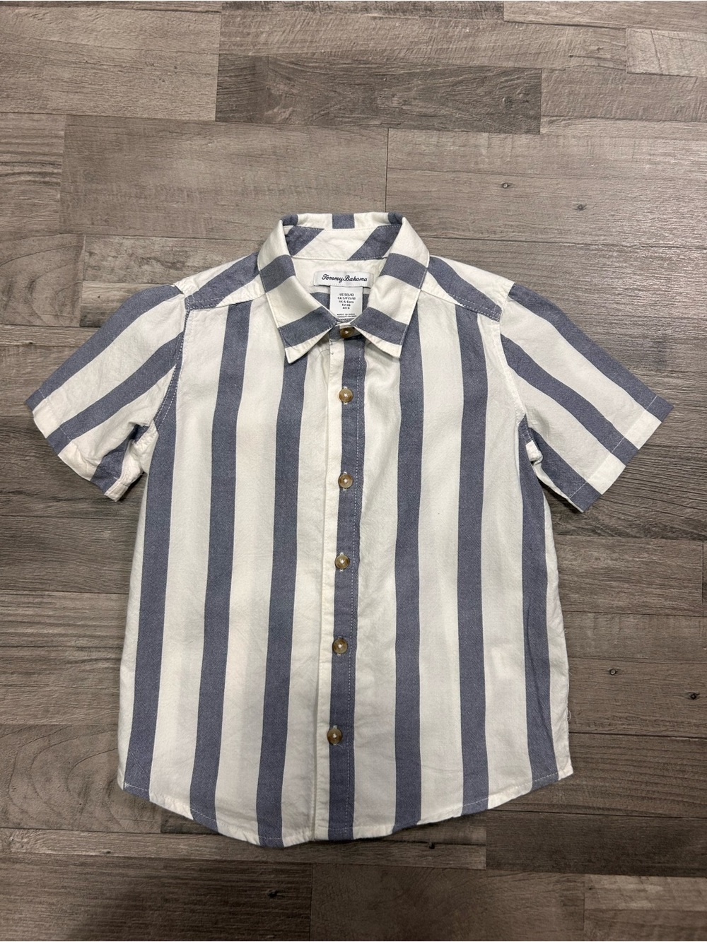 Tommy Bahama Blue & White Short-Sleeve Button-Down Shirt